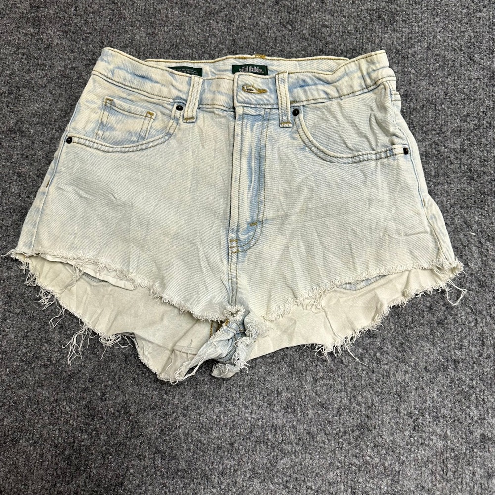Wild Fable Denim Shorts Womens Size 2 Light Wash Super High Rise Cutoff Cheeky